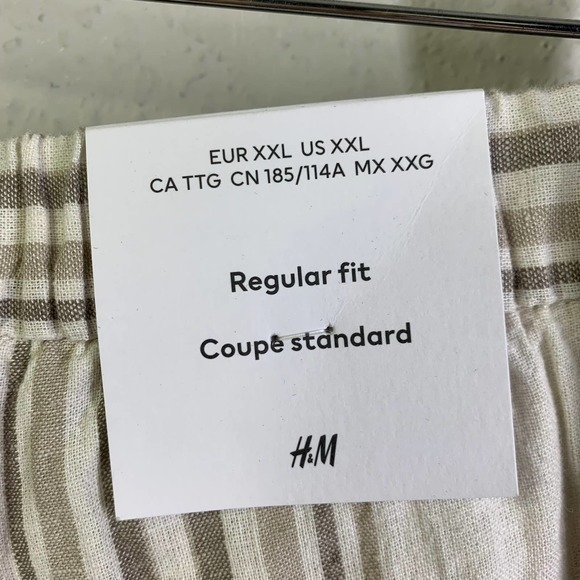 H&M‎ Beige Striped Regular Fit Linen Blend Trouser Pants - NWT - Picture 13 of 14